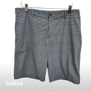 Adidas Men's Checkered Chino Shorts Black Size‎ 40 Summer Casual like new